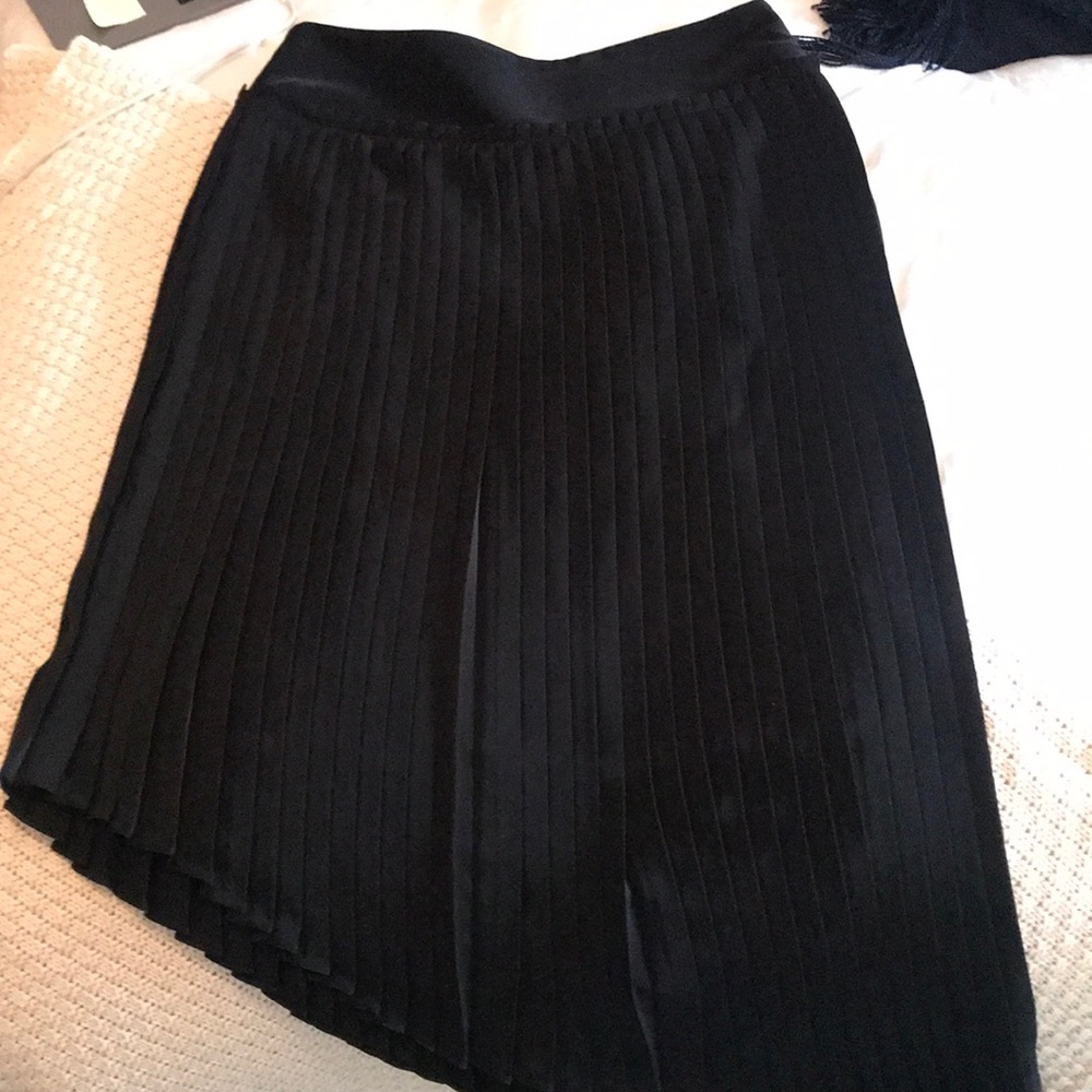 Saks Fifth Avenue black asymmetrical pleated skirt